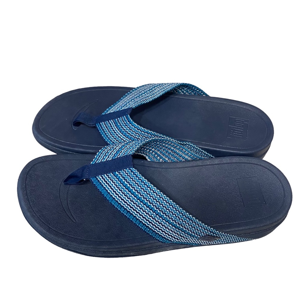 FitFlop Surfa Womens Sandals 11 Blue Open Toe Slip On Flat Thong Flip Flop NEW - Picture 9 of 11